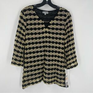 JM Collection Women’s 3/4 Sleeve V neck Lined Knit Blouse size S